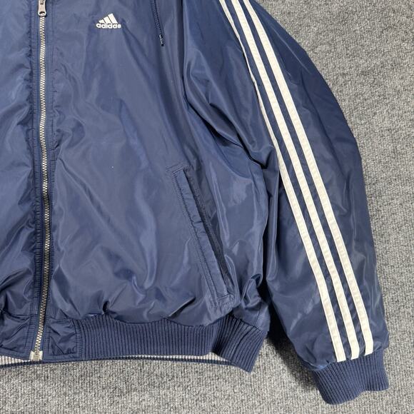 Vintage Y2K Adidas Reversible Hooded Stadium Blue Puffy Jacket Men Size Large - Picture 10 of 15